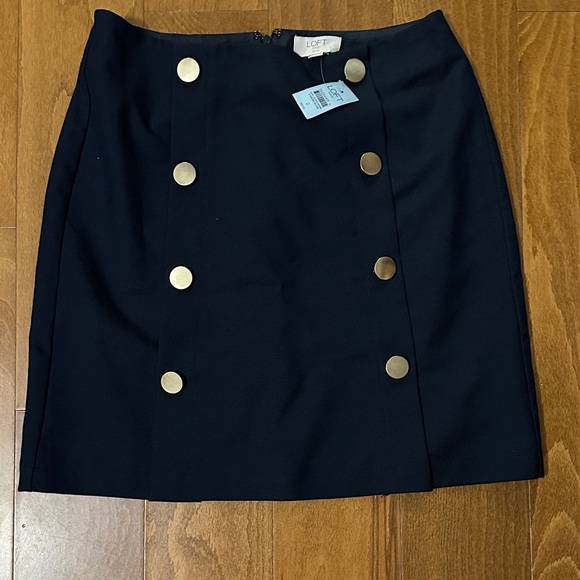 LOFT Dresses & Skirts - LOFT Navy Gold Button Pencil Skirt 2P Petite Workwear NWT